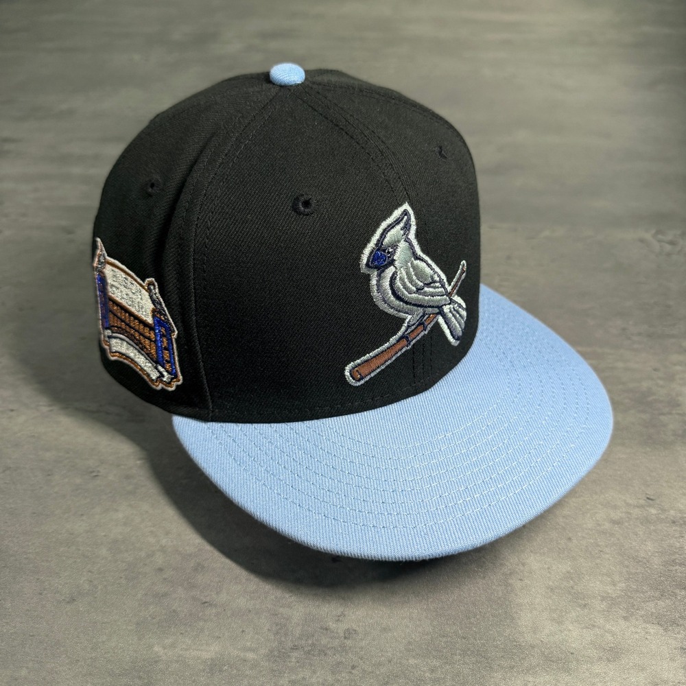 Hat Club St Louis Cardinals New Era Cap 7 1/2 Black Blue Silver Busch Stadium